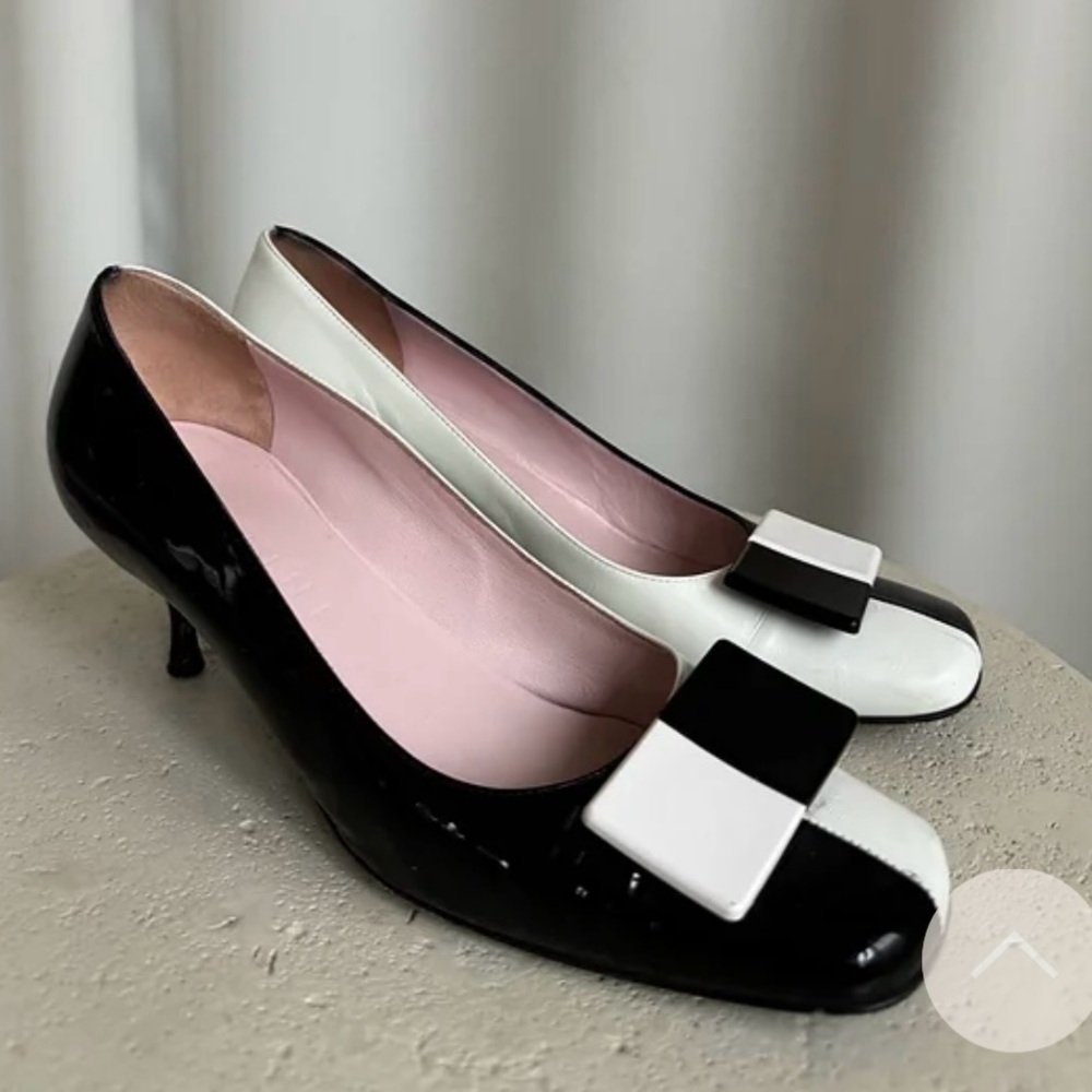 Celine Black and White Kitten Heel Pump
